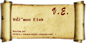 Vámos Elek névjegykártya